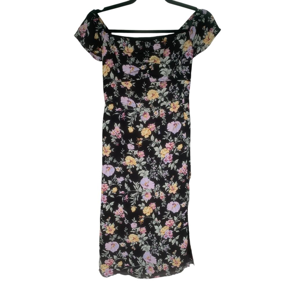 Abercrombie & Fitch Black Floral Midi Dress